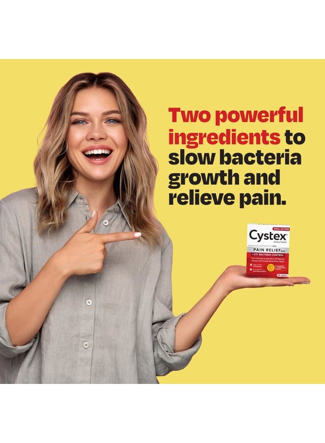 Cystex Dual Action UTI Pain Relief and Prevention, 2-in1 Formula to Help Slow UTI Bacteria Growth and Provide General Pain Relief for Women and Men, FSA HSA Eligible & Approved, 48 Count - Image 3