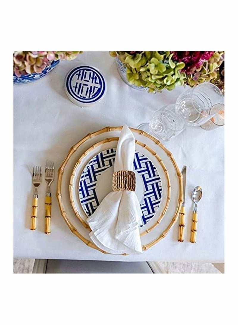 Y&D Woven Napkin Rings Set of 4, Natural Farmhouse Ring, Handmade Rattan Holder Table Setting for Family Gathering, Wedding, Banquet, Thanksgiving, Theme Party  - Image 3