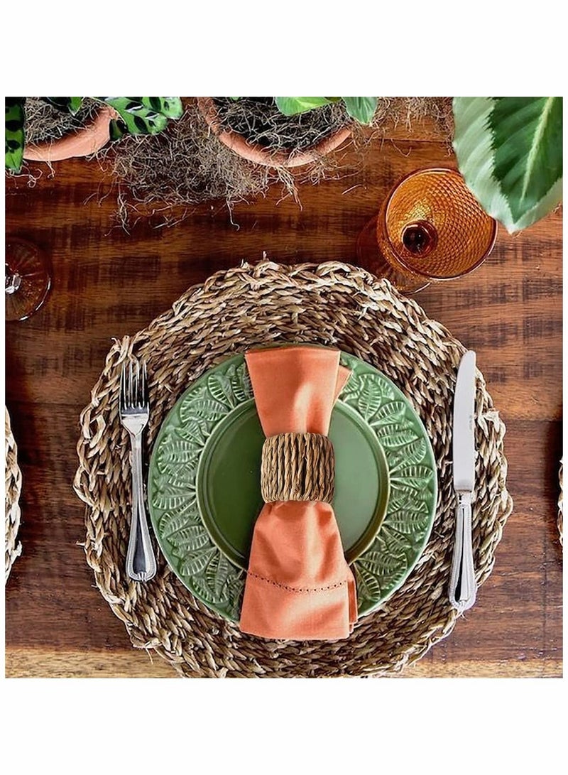 Y&D Woven Napkin Rings Set of 4, Natural Farmhouse Ring, Handmade Rattan Holder Table Setting for Family Gathering, Wedding, Banquet, Thanksgiving, Theme Party  - Image 2