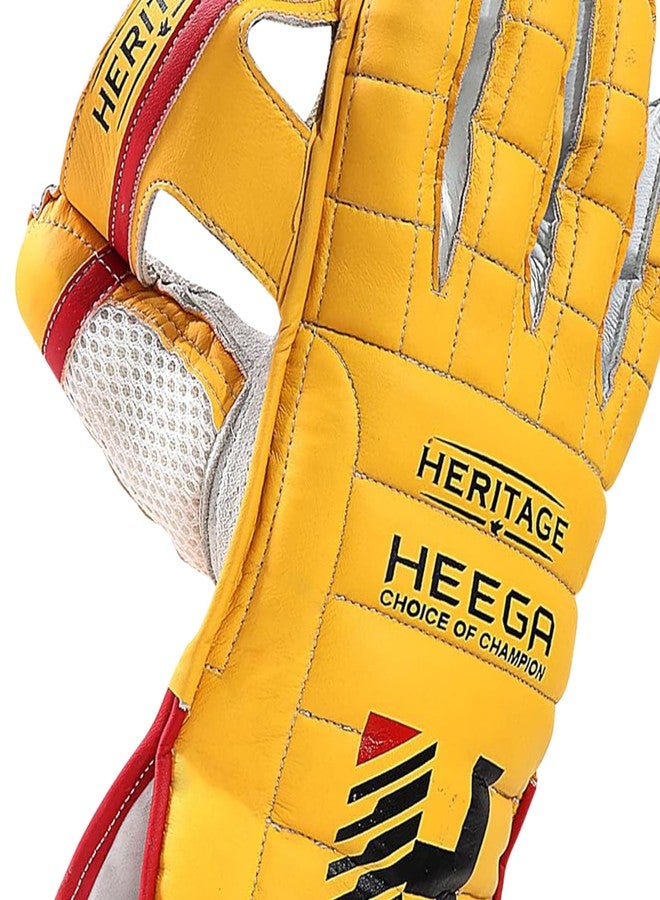 Heega Choice of Champion Heega Heritage Cricket Wicket Keeping Gloves Yellow (Youth) - Image 5