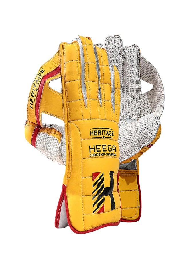 Heega Choice of Champion Heega Heritage Cricket Wicket Keeping Gloves Yellow (Youth) - Image 1