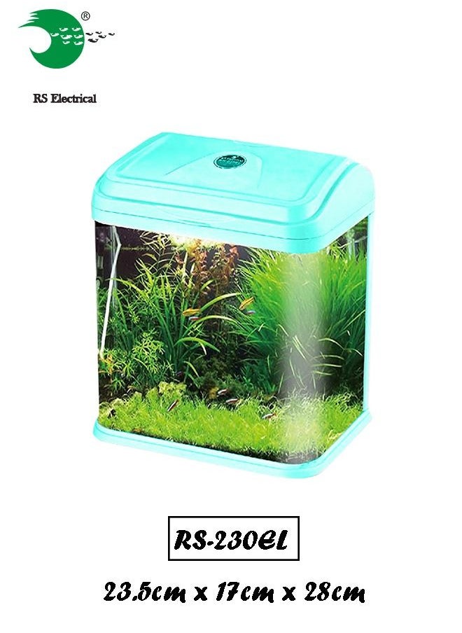 Rs Electrical - Aquarium Small Fish Tank with Light And Filter  23.5cm x 17cm x 28cm (Blue) - Image 1