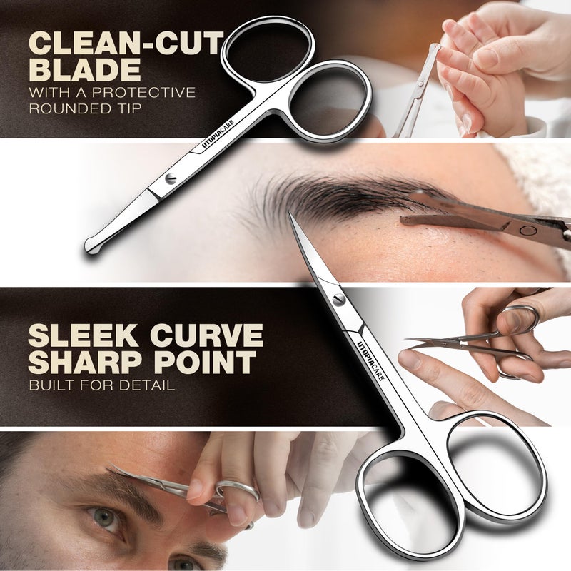 Utopia Care Eyebrow Scissors, Professional Stainless Steel Small Shears for Men and Women, Nose Hair Scissors for Grooming Mustache, Beard, Eyelashes, Ear Hair Trimming, Silver - Image 5