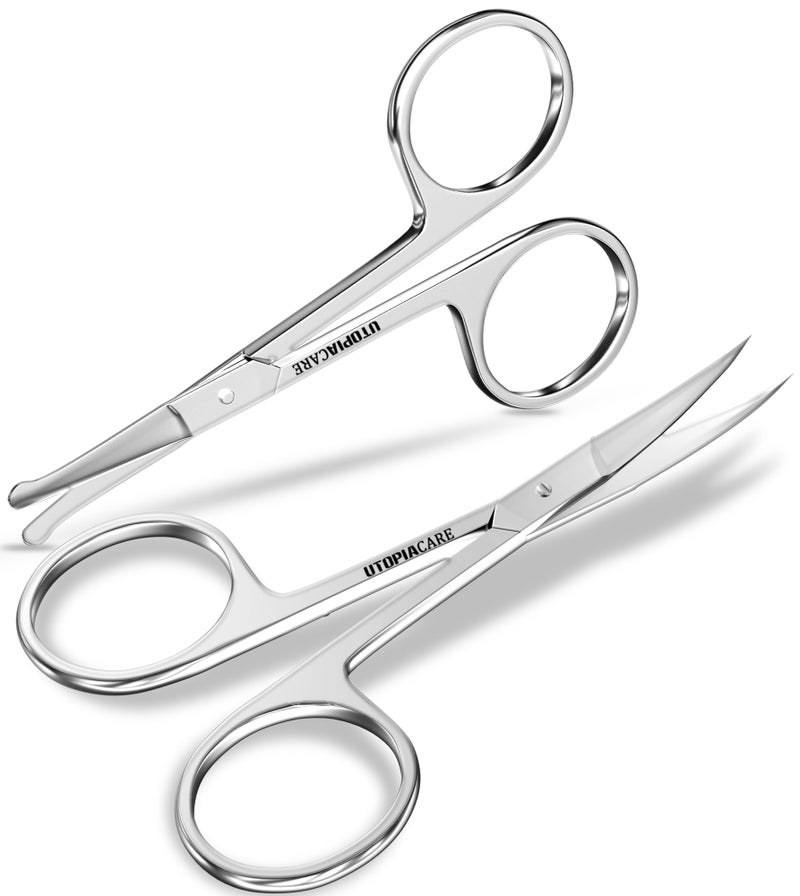 Utopia Care Eyebrow Scissors, Professional Stainless Steel Small Shears for Men and Women, Nose Hair Scissors for Grooming Mustache, Beard, Eyelashes, Ear Hair Trimming, Silver - Image 1