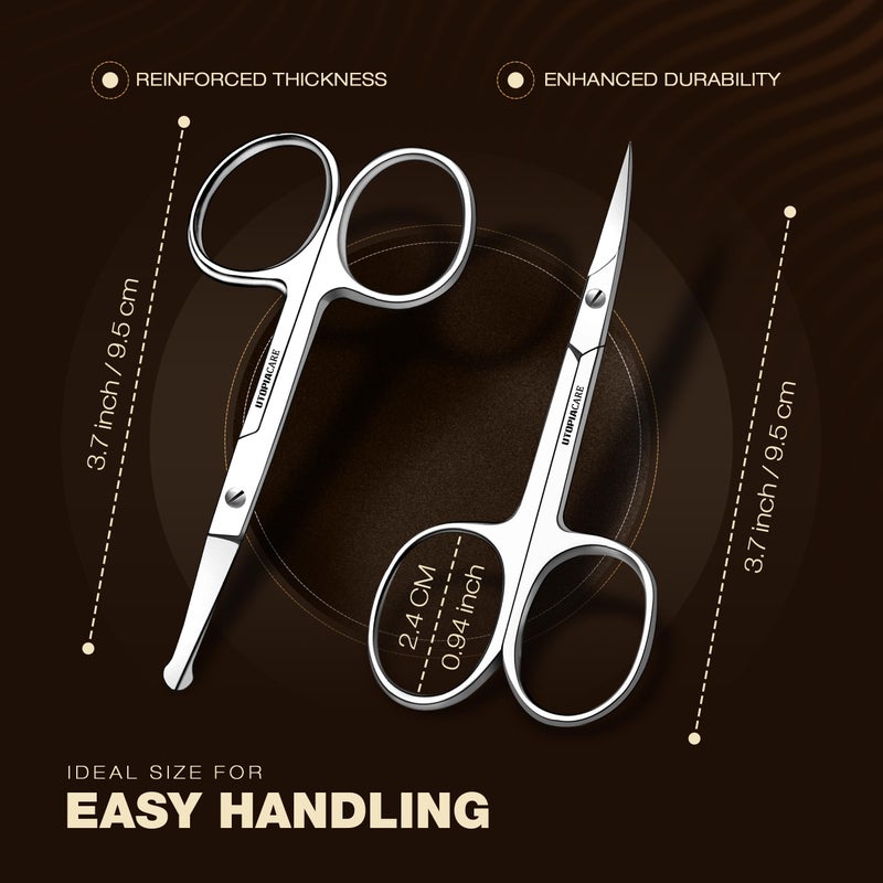 Utopia Care Eyebrow Scissors, Professional Stainless Steel Small Shears for Men and Women, Nose Hair Scissors for Grooming Mustache, Beard, Eyelashes, Ear Hair Trimming, Silver - Image 2