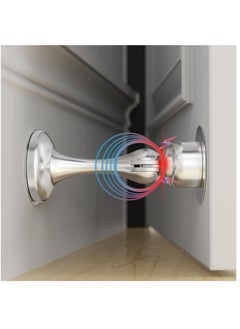 Arabest Magnetic Door Stop, 2 Pack Door Catch Holder with 3M Double-Sided Adhesive Tape,  Wall & Floor Mounted Door Stopper for Bedroom, Office (Silver)  - Image 1