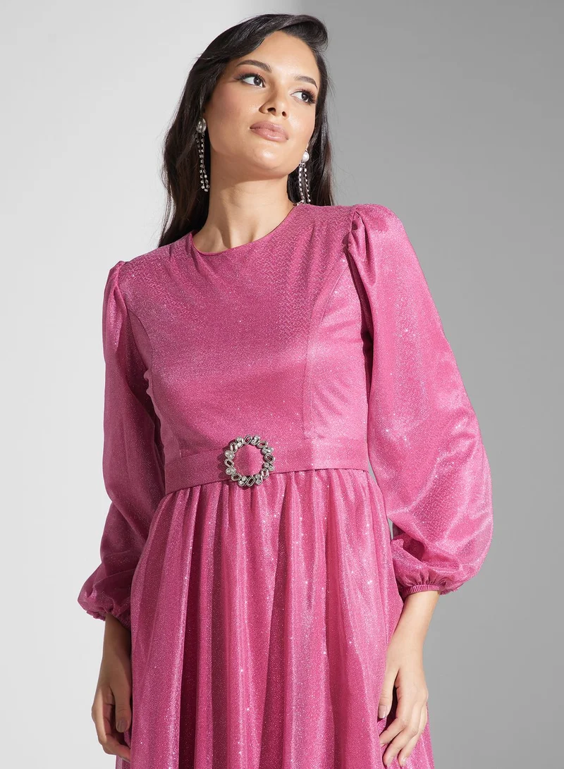Khizana Belted Sparkle Dress