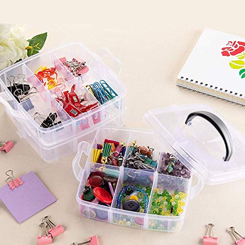 RUSHIL WERE 18 Grid Square Storage Box | 3 Layer | Free 1 Cable Spiral | With Removal Dividers | Detachable | For Jewelry, Craft Beads, Buttons Organizer | Plastic | Transparent | 16 x 11 x 14 cm - Image 2