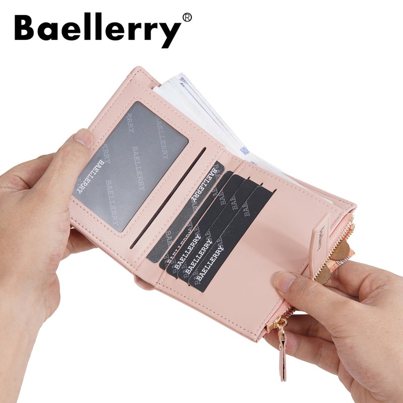 baellerry New Pink Women's Wallet with Bear Print, Multi-Card Slot, Zipper Coin Purse - Image 3
