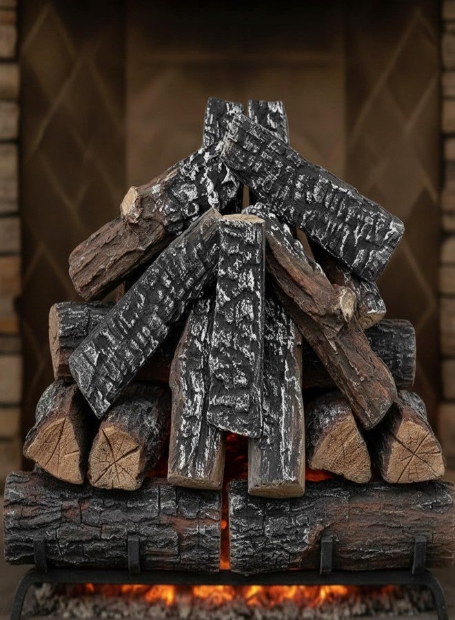 LemonRoad 15 Pcs Small Faux Logs Decorative Fake Logs Wood Realistic Stackable Ceramic Branches for Indoor Outdoor - Image 1