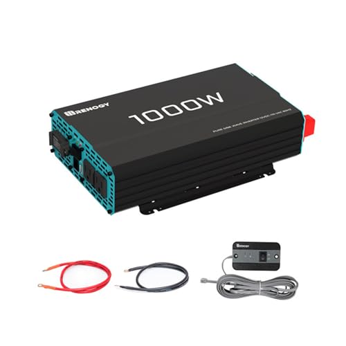 Renogy 1000W Pure Sine Wave Inverter 12V DC to 120V AC Converter for Home, RV, Truck, Off-Grid Solar Power 110V with Built-in 5V/2.1A USB Port, Hardwire Remote Controller - Image 1