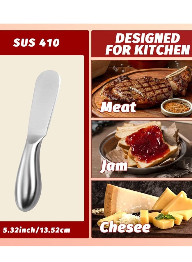 4 Pieces Stainless Steel Cheese Butter Spreader Knife Set for Cold Butter, Cream Cheese, Jam, Pastry, Charcuterie - Image 2