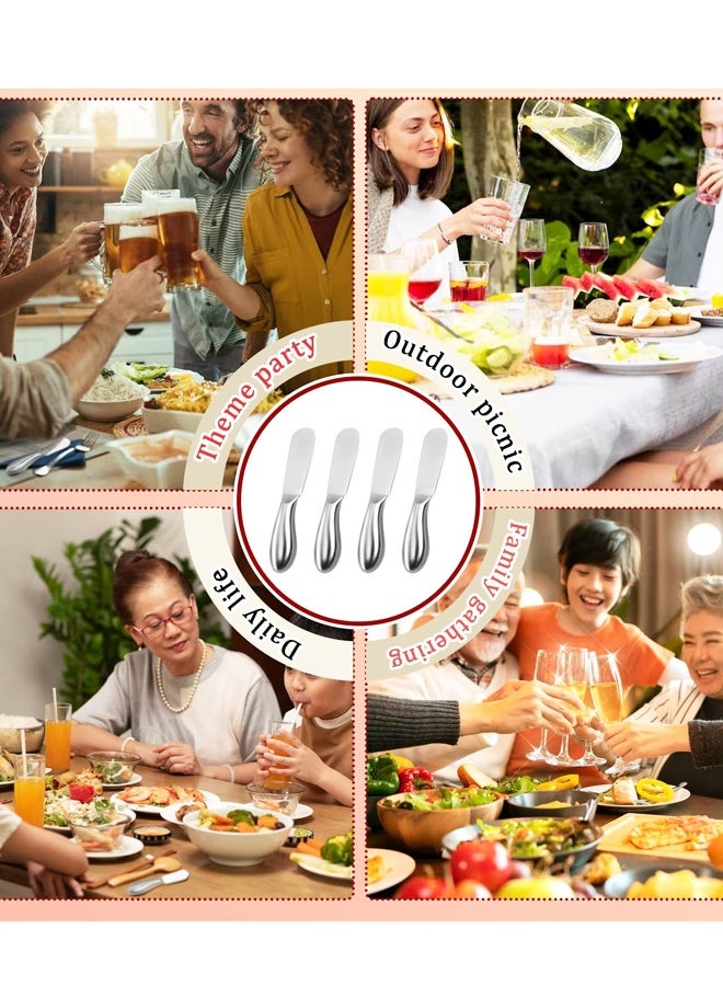 4 Pieces Stainless Steel Cheese Butter Spreader Knife Set for Cold Butter, Cream Cheese, Jam, Pastry, Charcuterie - Image 5