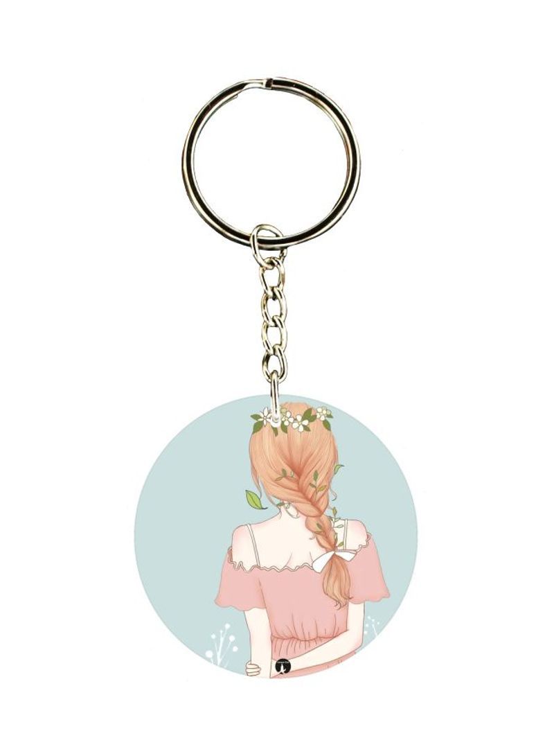 RKN Girl With Flower On Head Themed Keychain