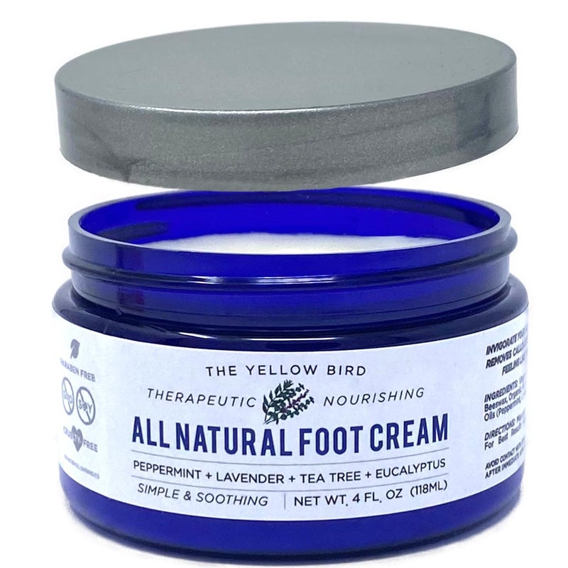 The Yellow Bird Yellow Bird Natural Tea Tree Foot Cream & Organic Foot Balm for Dry, Cracked Feet & Heels â€“ Peppermint Moisturizer for Athleteâ€™s Foot Relief and Intensive Callus Repair Treatment Salve â€“ Made in USA - Image 1