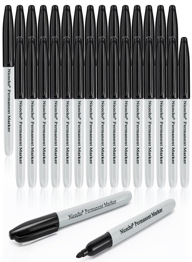 Nicecho Permanent Markers, Black Permanent Marker Pens, 30 Count Fine Point Basic Marker Set - Image 1