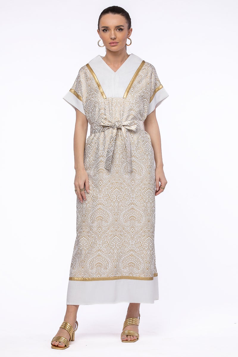 RINA Gold Baroque Maxi Dress - Image 1