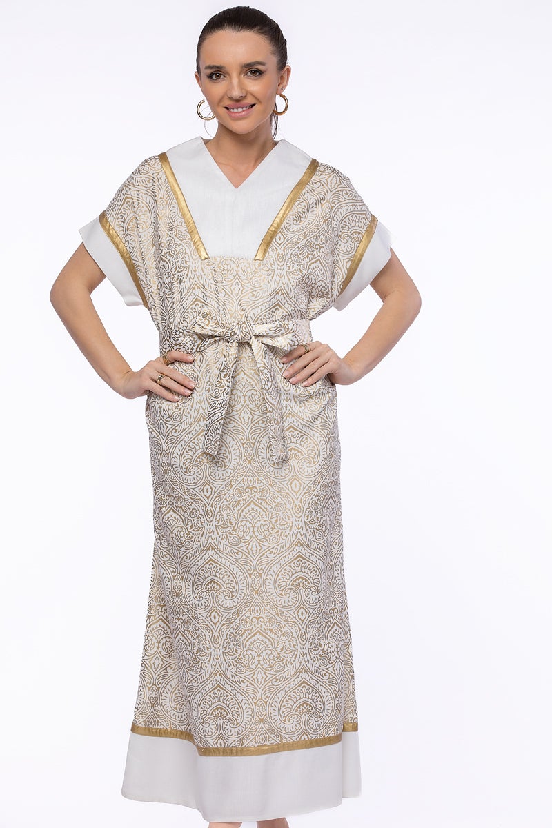 RINA Gold Baroque Maxi Dress - Image 2