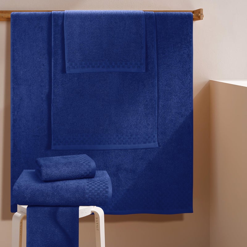 ملكي خاص MyOwn Premium Cotton 6 Pack Placel Contip for Bathroom يحتوي على 2 مناشف حمام 28 × 55 بوصة 2 مناشف يدوية 16x24 بوصة و 2 غسل 12x12 بوصة مثالية كل يوم استخدام مضغوط وخفيف الوزن - الأزرق البحري - Image 3