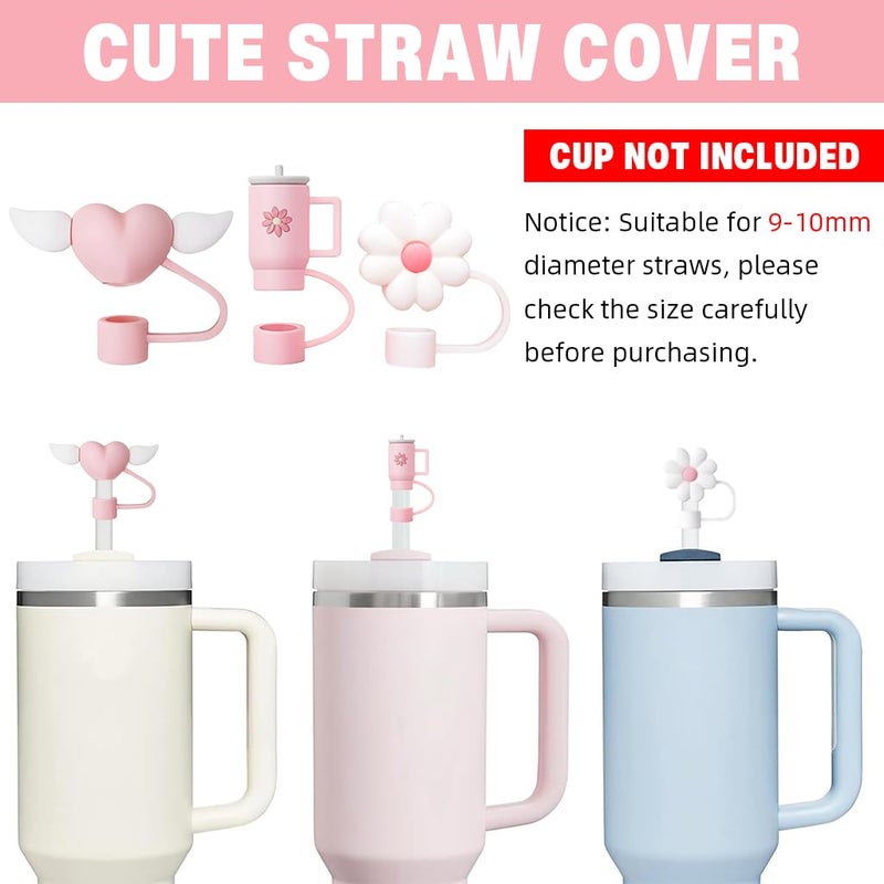 HASTHIP ® For Stanley Cup 40Oz Straw Cap Set of 10Pcs Stylish Silicone Straw Lids Cup Lid Straw Hole Plugs & Protective Cup Boot, Universal Straw Caps for 9-10mm Straws Charming Stanley Cup Accessories - Image 3