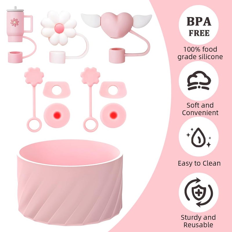 HASTHIP ® For Stanley Cup 40Oz Straw Cap Set of 10Pcs Stylish Silicone Straw Lids Cup Lid Straw Hole Plugs & Protective Cup Boot, Universal Straw Caps for 9-10mm Straws Charming Stanley Cup Accessories - Image 4