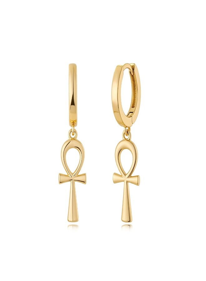 MYEARS Women Earrings Gold Huggie Hoop Dangle Drop 14K Gold Plated Small Simple Hypoallergenic Everyday Jewelry, One Size, Brass Metal Yellow Gold, No Gemstone - Image 1