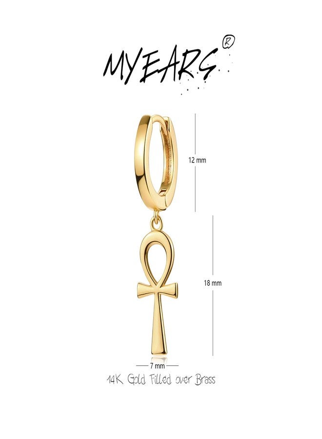 MYEARS Women Earrings Gold Huggie Hoop Dangle Drop 14K Gold Plated Small Simple Hypoallergenic Everyday Jewelry, One Size, Brass Metal Yellow Gold, No Gemstone - Image 5