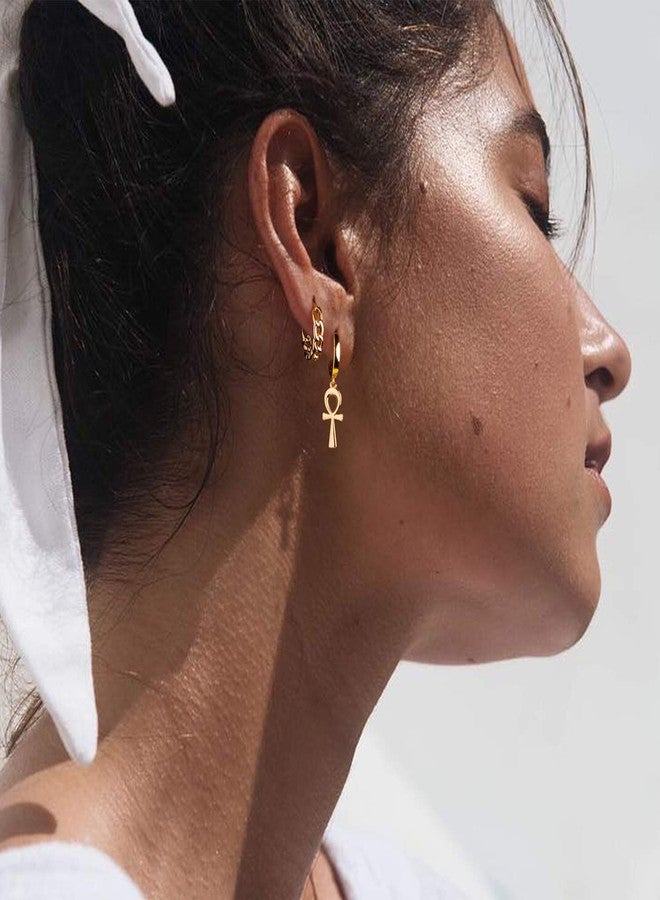MYEARS Women Earrings Gold Huggie Hoop Dangle Drop 14K Gold Plated Small Simple Hypoallergenic Everyday Jewelry, One Size, Brass Metal Yellow Gold, No Gemstone - Image 3