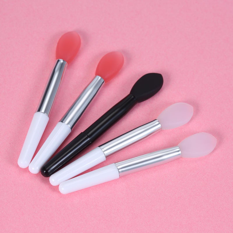 10pcs Silicone Lip Brush Set Lipstick Lip Gloss Applicator Brushes Mini Lip Care Makeup Brushes with 2 Anti-lost Cover - Image 5