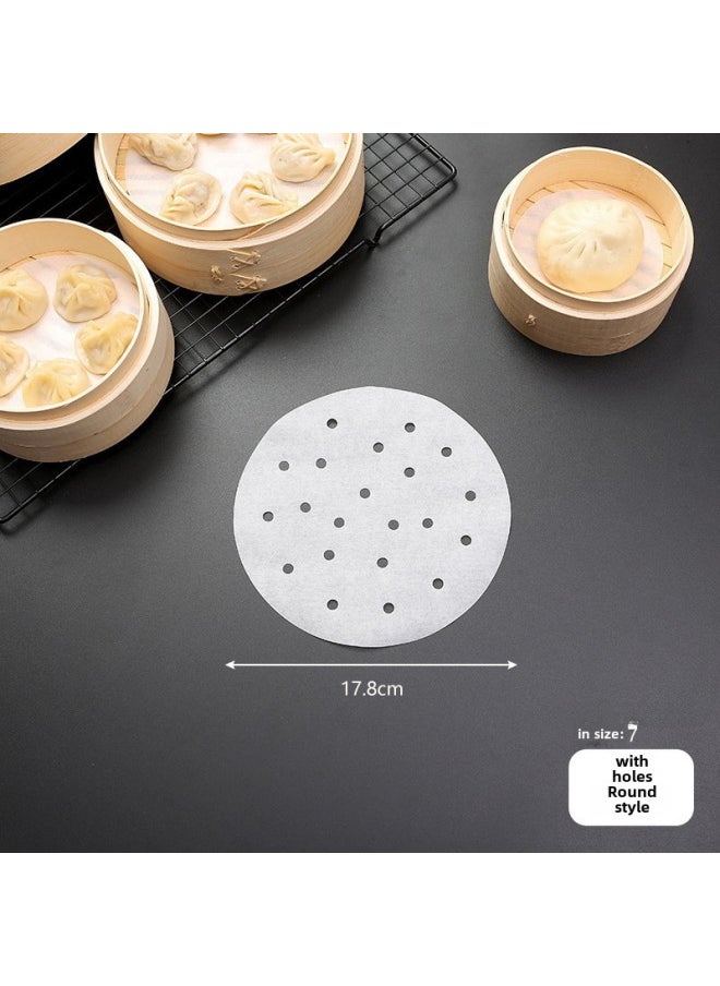 Generic Food Grade Disposable Steamer Paper Non-stick Steaming Paper Household Steamed Bun Paper For Steamed Bread Air Fryer Paper-Color:500 Tablets (family Half A Year Available)-Specifications:7 Inches (18cm)  - Image 1