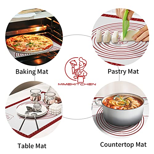 Mimekitchen Silicone Baking Mat, Non Stick Pastry Mat Sheet for Dough Rolling, Nonslip Fondant/Pie Crust Mat, Counter Mat Oven Liner Mat for Making Cookies Macarons Bread Baking Supplies Extra Large 26 x 16 Inch - Image 3