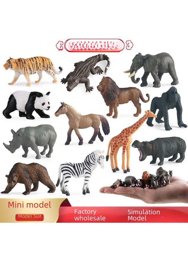 Simulation Cognitive Mini Giraffe Zebra Panda Gorilla Lion Elephant Wildlife Set Model Ornaments-Color:JCT 【PY】 Mini Dolphin Set Of 12