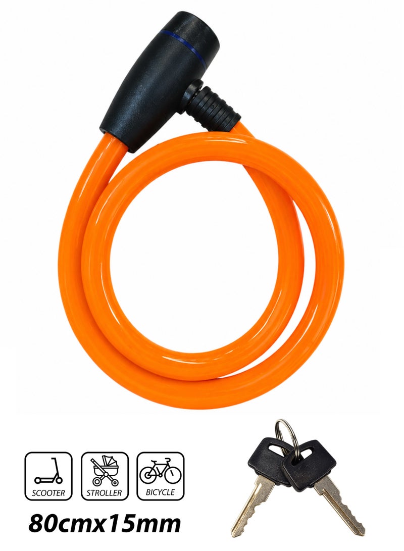 R.VIHAN Heavy Duty 80cm Bicycle Lock Cable Anti-Theft Security Bike Lock for Scooter, Cycle, Baby Stroller, E-Bike, Motorcycle, Gate & Outdoor Use â€“ Alloy Lock Buckle with HDPE Coated Steel Wire - Image 1