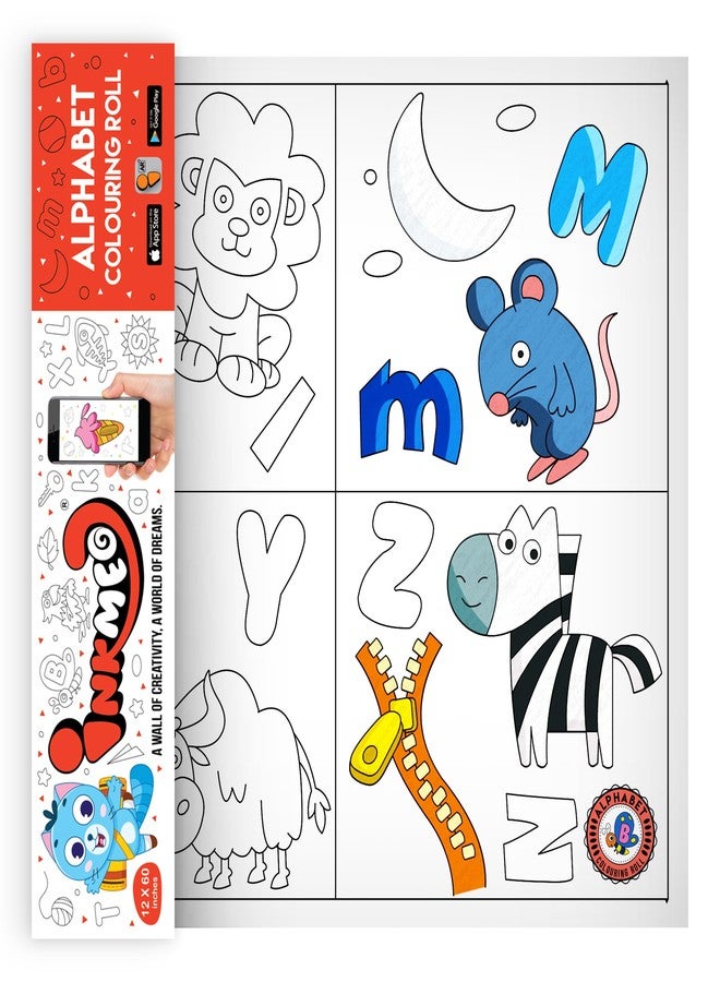 Inkmeo | Alphabet Wall Colouring Roll | AR Enabled | Interactive Educational Learning Chart | for Kids | of All Ages | Best Gift | Size (12 X 84 Inches) | Letter Recognition - Image 1