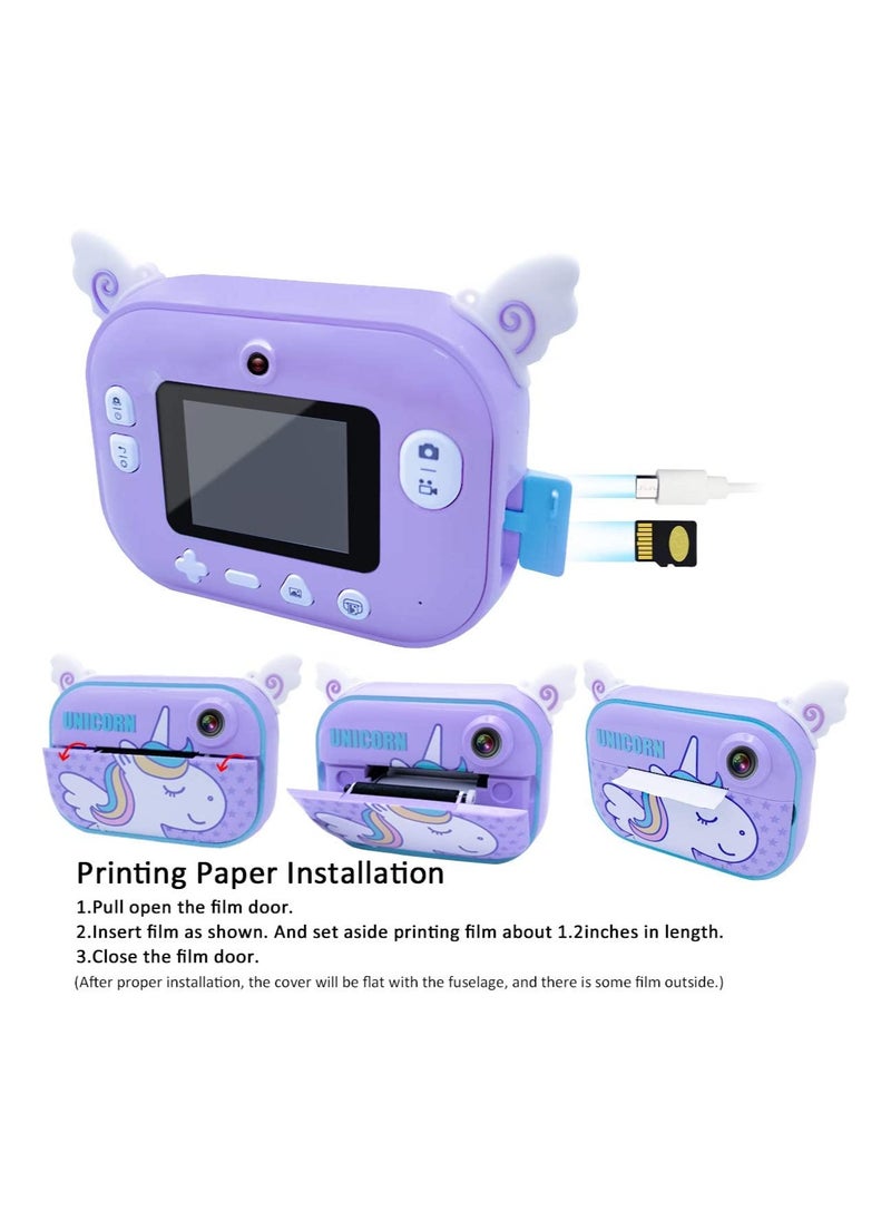Cutie Cute - Instant Print Camera With 32GB Memory Card Zero Ink Kids Camera with Print Paper Selfie Video Digital Camera With HD 1080P 2.4 Inch Ips Screen Learning Camera For Birthday Gift - Image 1