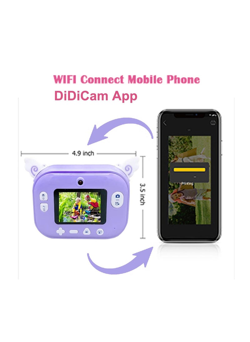 Cutie Cute - Instant Print Camera With 32GB Memory Card Zero Ink Kids Camera with Print Paper Selfie Video Digital Camera With HD 1080P 2.4 Inch Ips Screen Learning Camera For Birthday Gift - Image 1