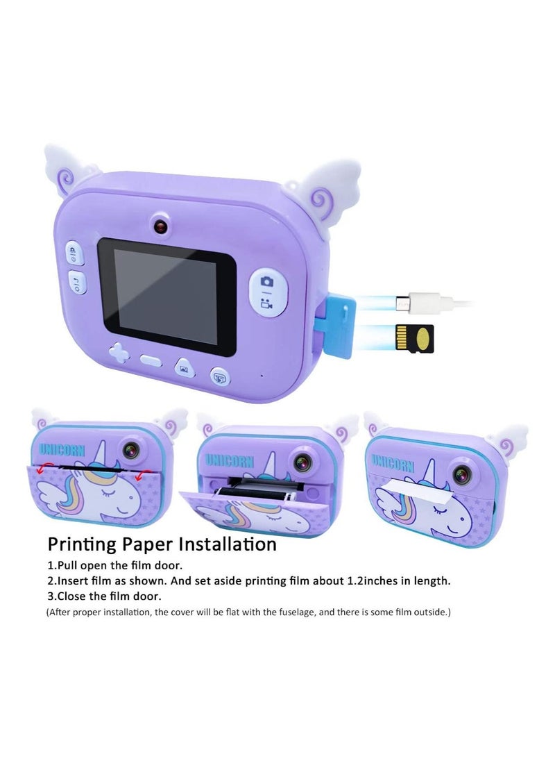 Cutie Cute - Instant Print Camera With 32GB Memory Card Zero Ink Kids Camera with Print Paper Selfie Video Digital Camera With HD 1080P 2.4 Inch Ips Screen Learning Camera For Birthday Gift - Image 1