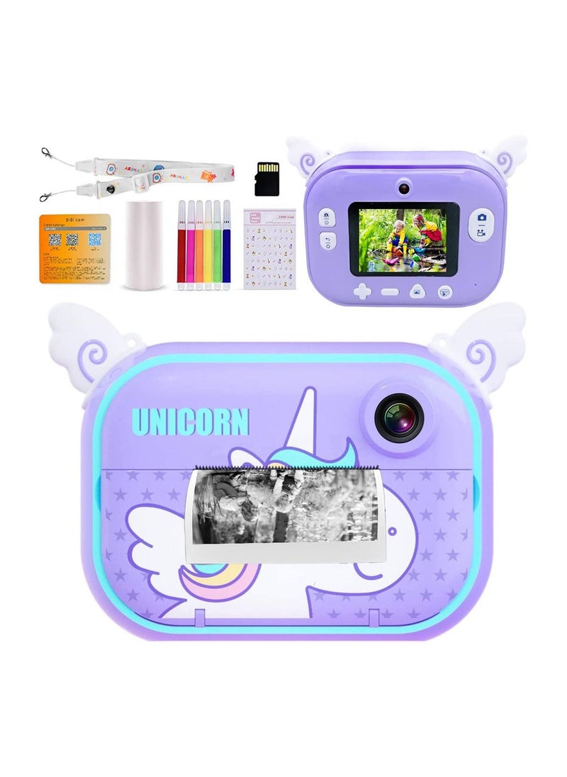 Cutie Cute - Instant Print Camera With 32GB Memory Card Zero Ink Kids Camera with Print Paper Selfie Video Digital Camera With HD 1080P 2.4 Inch Ips Screen Learning Camera For Birthday Gift - Image 1