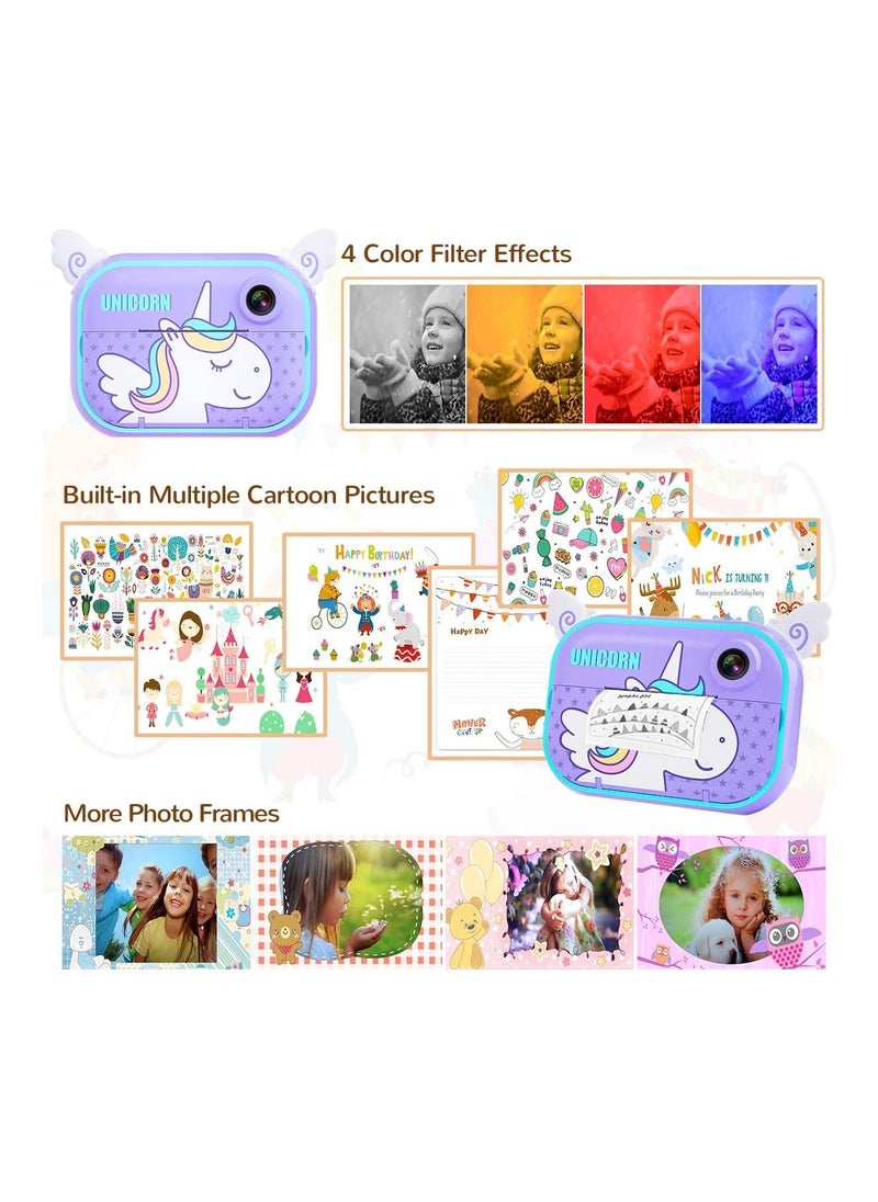 Cutie Cute - Instant Print Camera With 32GB Memory Card Zero Ink Kids Camera with Print Paper Selfie Video Digital Camera With HD 1080P 2.4 Inch Ips Screen Learning Camera For Birthday Gift - Image 1