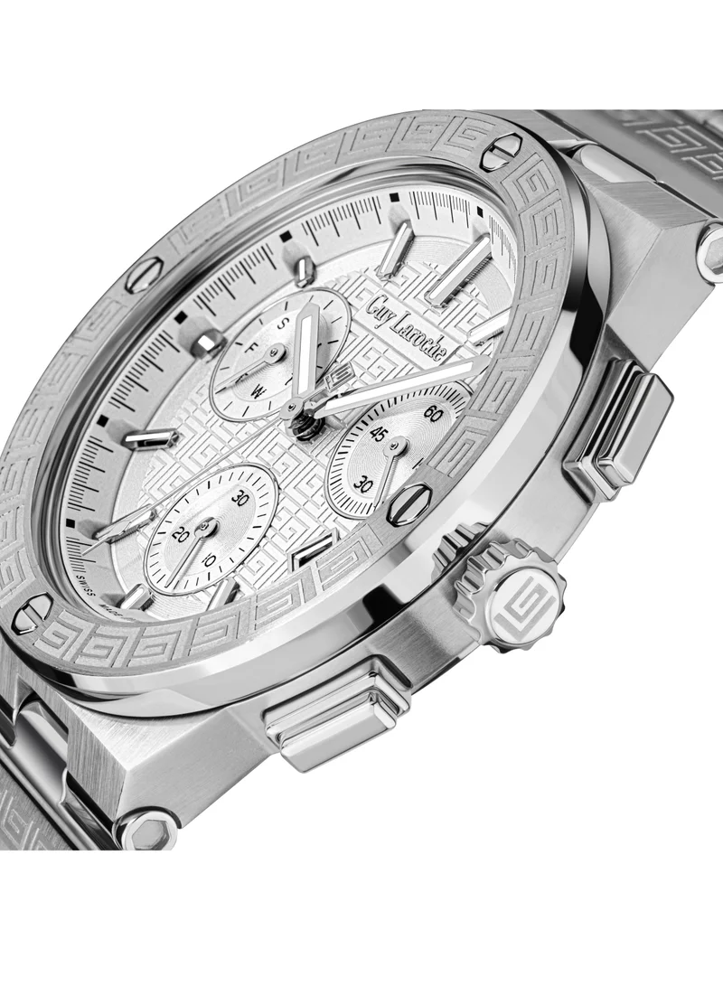 Guy Laroche Sacha Watch for Men with Silver Stainless Steel Bracelet 42 mm 5 Atm