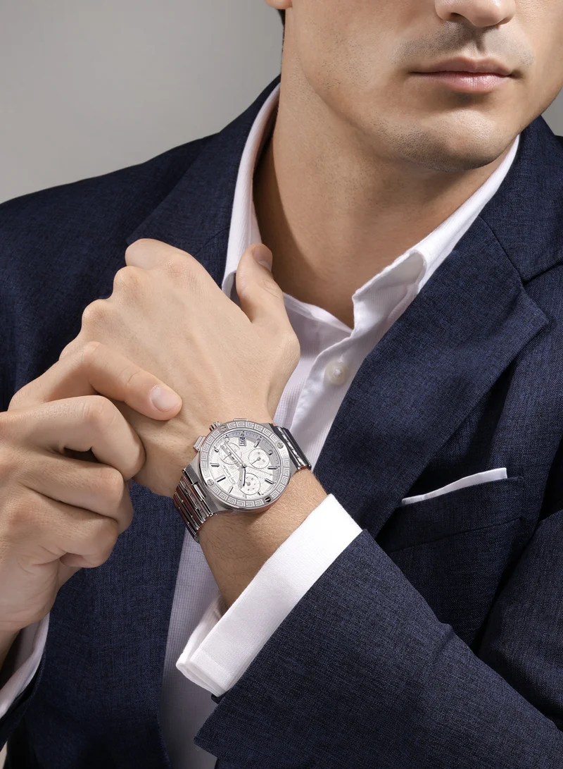 Guy Laroche Sacha Watch for Men with Silver Stainless Steel Bracelet 42 mm 5 Atm