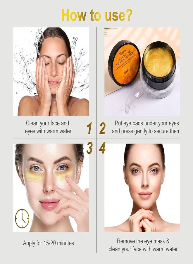 KRUPAVI 24k Gold Under Eye Patches (60 PCS), Eye Mask for Dark Circles and Puffiness, Collagen Skin Care Products, Eye Patches for Puffy Eyes, Revitalises and Refreshes Your Skin - Image 3