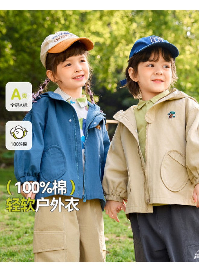 Doodle Home kids' Hooded Jacket - Autumn Cotton Boys' Top & Girls' Windproof Coat Trendy - Image 1
