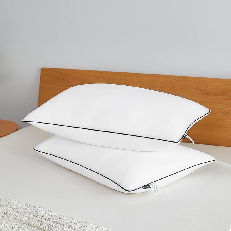 Acanva Bed Pillows 2 Pack Hotel Collection Luxury Soft Inserts for Sleeping-Breathable and Comfortable for Stomach Back Sleepers, King (Pack of 2), Black 2 Count - Image 1