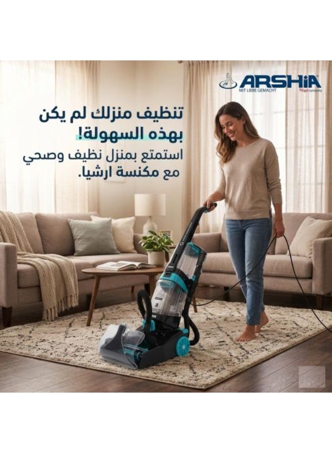 Arshia Bagless Carpet Cleaner, 800 Watt, Black Blue - CW128-2925 - Image 2