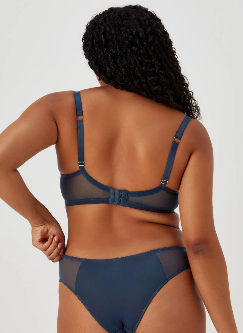 Matalan Navy Floral Embroidered Brazilian Knickers