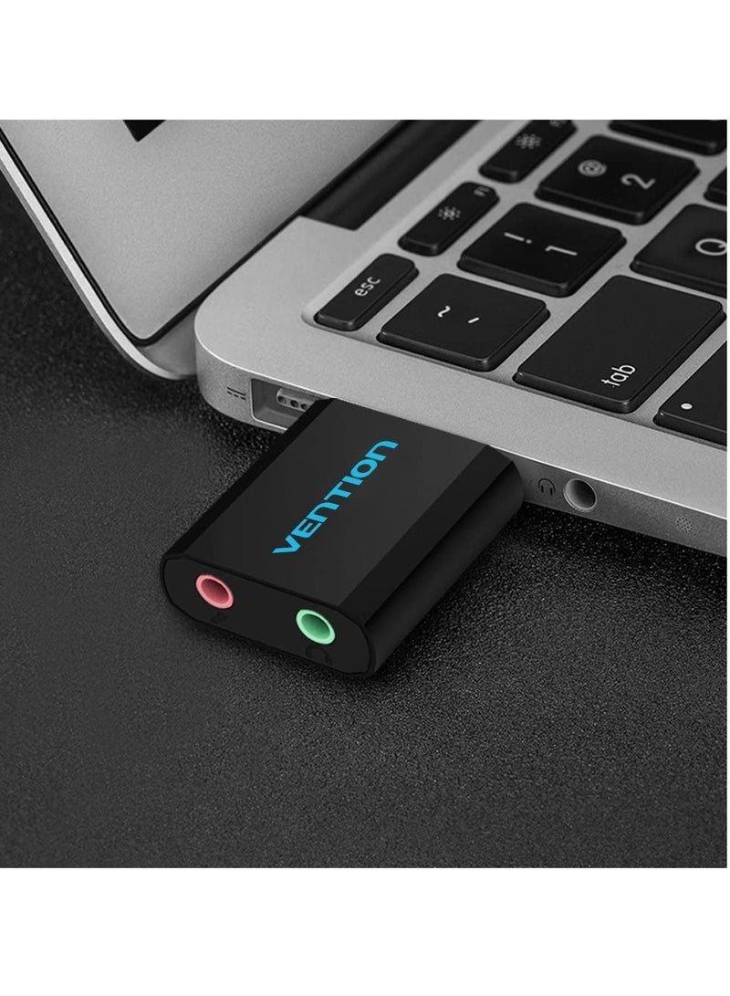 VENTION Metal Usb 2.0 External Sound Card, Ps4 External Independent Sound Card, Plug And Play Stereo Adapter, Driver-free Headphone Converter External Usb Sound Card  - Image 2
