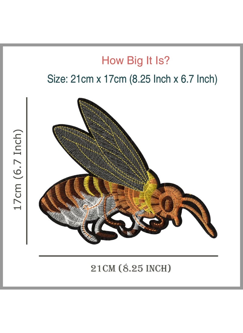 Artist Unknown - Giant Queen Bee Applique Embroidered Sew-on Patch ; Size: 21cm x 17cm for Jackets, Caps, T-Shirts, Bags, Jeans, Pants, Outdoor Clothing ; Imported from Malaysia (1 Piece). (Code: L-5) - Image 1