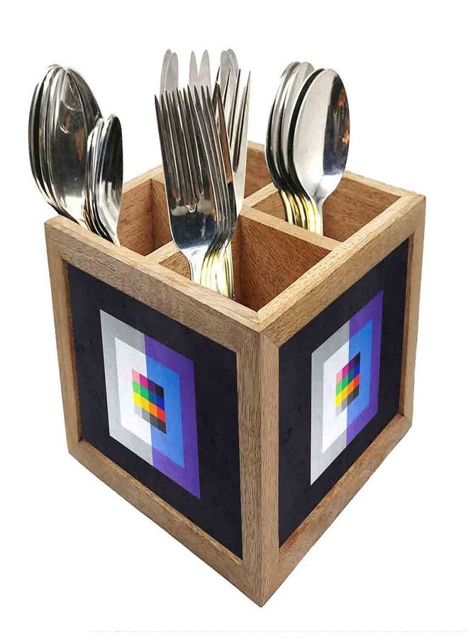 Nutcase Wooden Cutlery Stand Holder Silverware Caddy Spoons Forks Knives Organizer for Dining Table & Kitchen -Made in India-Spoons NOT Included - Ello Squares - Image 1
