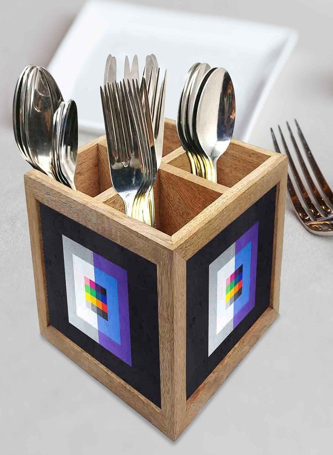 Nutcase Wooden Cutlery Stand Holder Silverware Caddy Spoons Forks Knives Organizer for Dining Table & Kitchen -Made in India-Spoons NOT Included - Ello Squares - Image 2